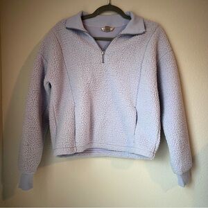 Banana Republic Sherpa Fleece Half-Zip Sweatshirt Size S Cozy Lavender Purple